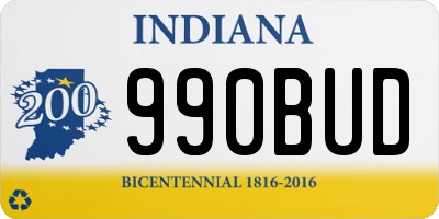 IN license plate 990BUD