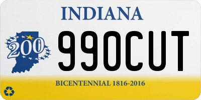 IN license plate 990CUT