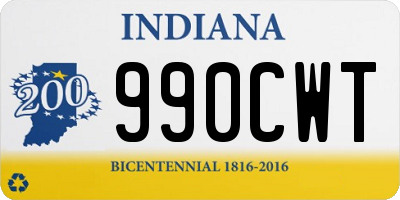 IN license plate 990CWT