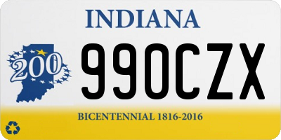 IN license plate 990CZX