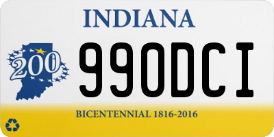 IN license plate 990DCI