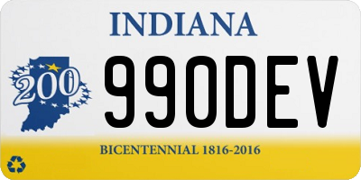 IN license plate 990DEV