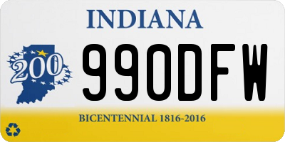 IN license plate 990DFW