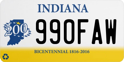 IN license plate 990FAW