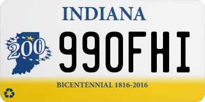 IN license plate 990FHI