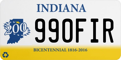 IN license plate 990FIR