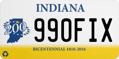 IN license plate 990FIX