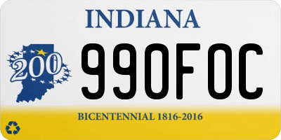 IN license plate 990FOC