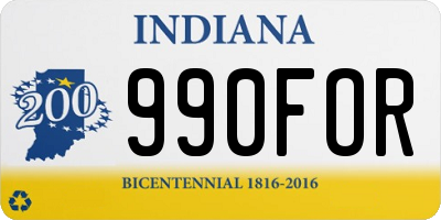 IN license plate 990FOR