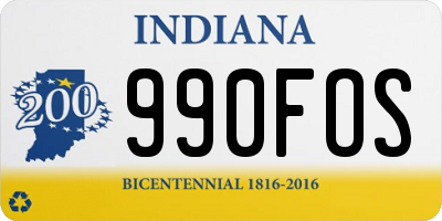 IN license plate 990FOS