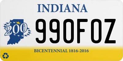 IN license plate 990FOZ