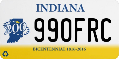 IN license plate 990FRC