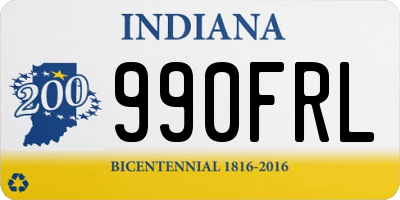 IN license plate 990FRL