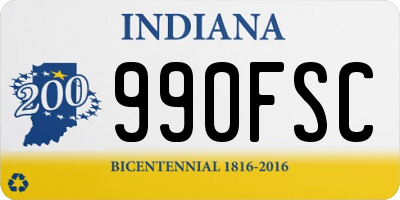 IN license plate 990FSC