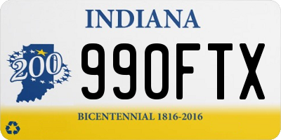 IN license plate 990FTX