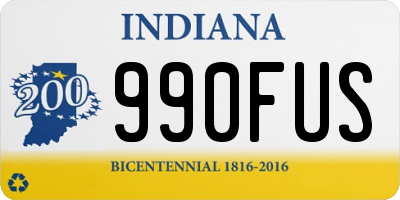 IN license plate 990FUS