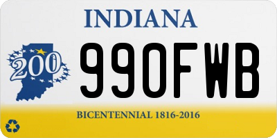 IN license plate 990FWB