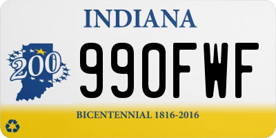 IN license plate 990FWF