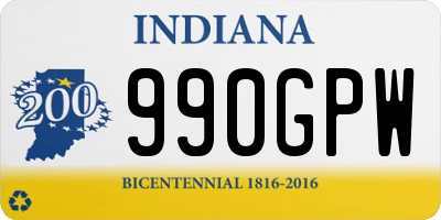 IN license plate 990GPW