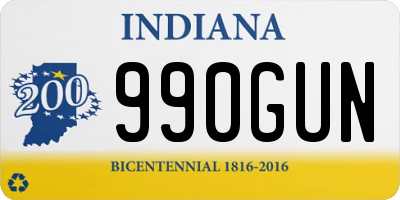 IN license plate 990GUN
