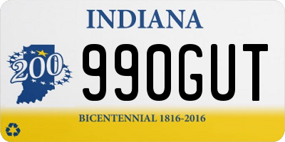IN license plate 990GUT