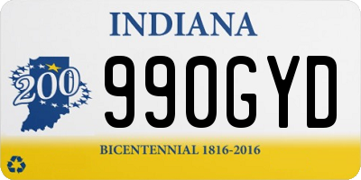 IN license plate 990GYD