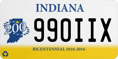 IN license plate 990IIX