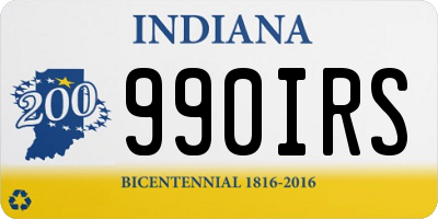 IN license plate 990IRS