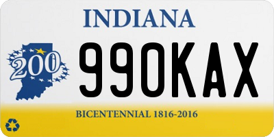 IN license plate 990KAX