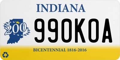 IN license plate 990KOA