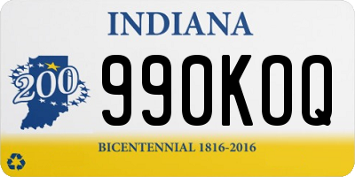 IN license plate 990KOQ