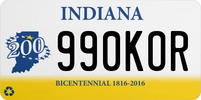 IN license plate 990KOR