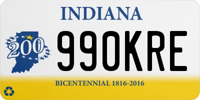 IN license plate 990KRE