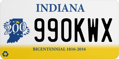 IN license plate 990KWX