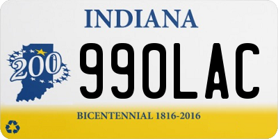 IN license plate 990LAC