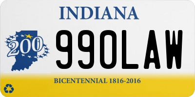 IN license plate 990LAW