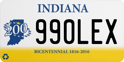 IN license plate 990LEX