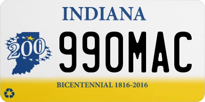 IN license plate 990MAC