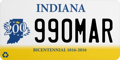 IN license plate 990MAR