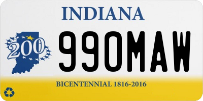 IN license plate 990MAW