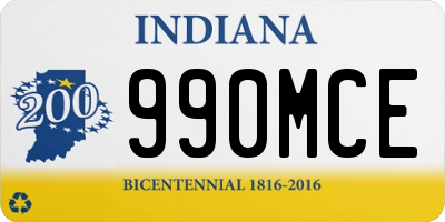 IN license plate 990MCE