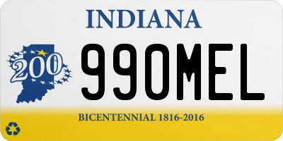 IN license plate 990MEL