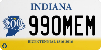 IN license plate 990MEM
