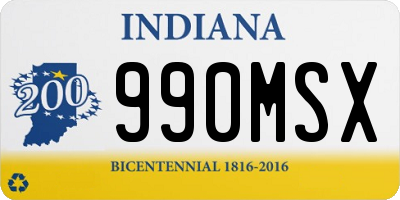 IN license plate 990MSX