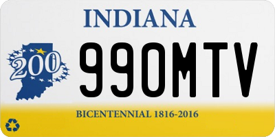 IN license plate 990MTV