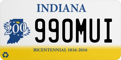 IN license plate 990MUI