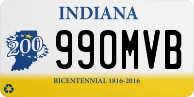 IN license plate 990MVB