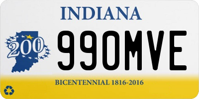 IN license plate 990MVE