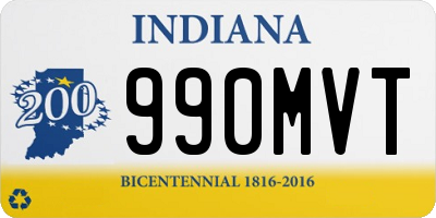 IN license plate 990MVT