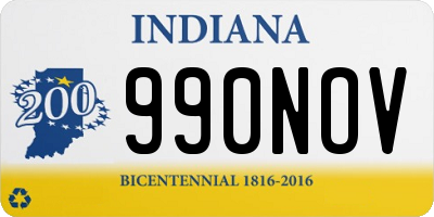 IN license plate 990NOV
